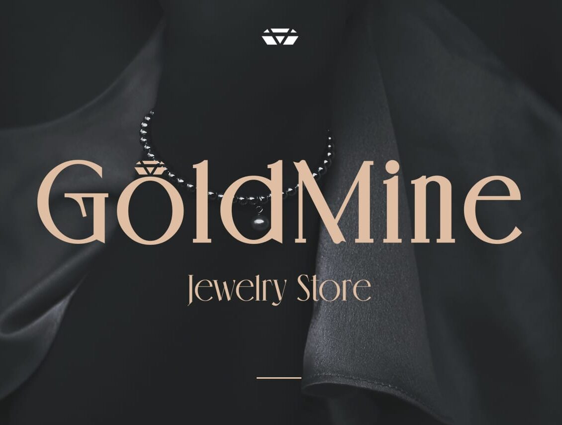 Elegant branding and logo design for Goldmine Jewelry Store showcasing luxury and timeless sophistication.