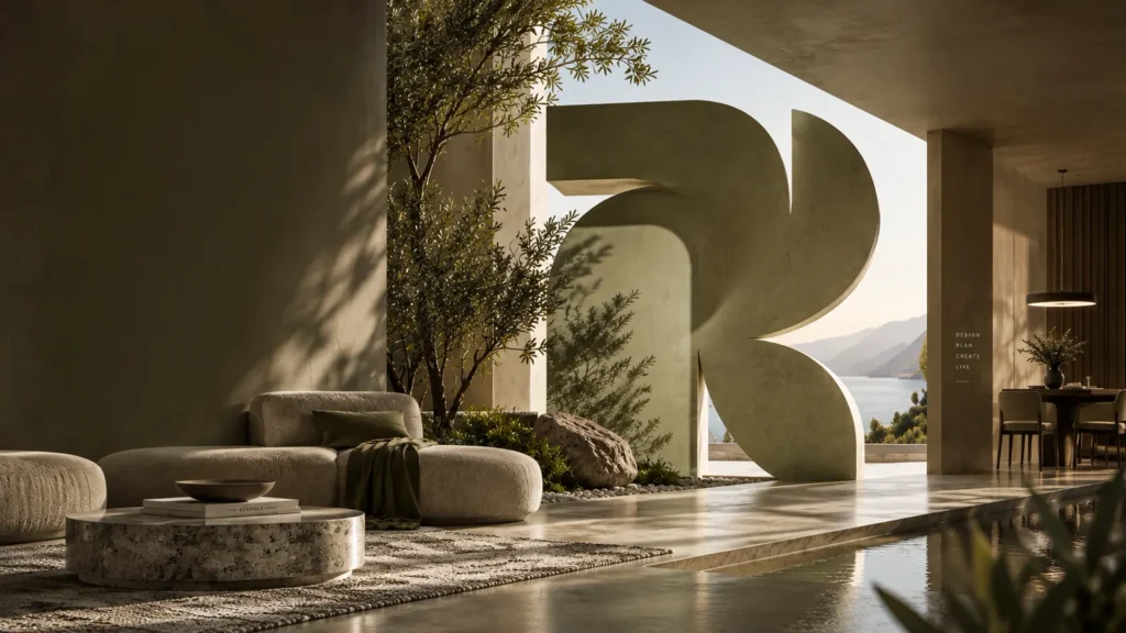 رمز Renovara كمجسم في غرفة معيشة